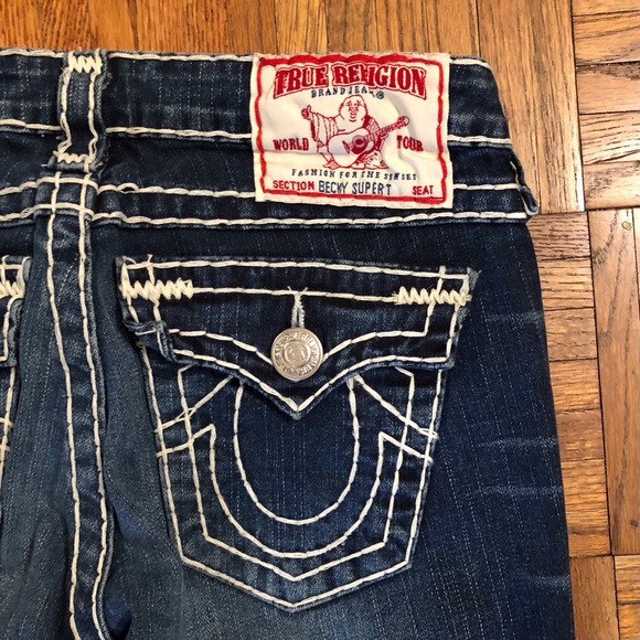 TRUE RELIGION JEANS, TOP STITCH BOOTLEG, LIKE BRAND NEW WAIST 27 - Picture 4 of 5